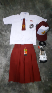 Setelan Seragam Sekolah SD Merah Putih Pendek Perempuan Kelas 1-6 SD