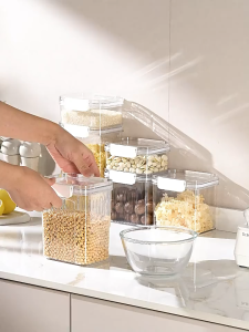 Shiok Living 🚀 Food Storage Container Plastic Kitchen Refrigerator Multigrain Storage Transparent Sealed Cans Plastic