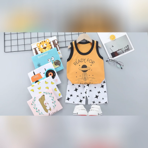 Boys undershirt suit Childrens summer casual suit Cartoon undershirt + shorts for 0-3 years old baby