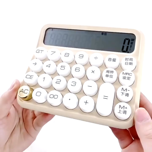 Stylish Silent Electronic Mechanical Calculator 12 Digit Large Big Size Kalkulator White Cute Junno Calculate Battery