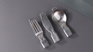 (Bisa COD) KNIFEZER Set Alat Makan Camping Sendok Garpu Pisau Lipat Portable Cutlery