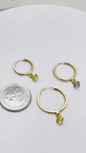 MJ Jewellery 375/9K Gold Round Loop With Love Earrings S62