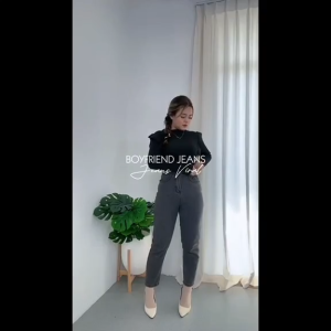 Rilands.id - Celana jeans boyfriend D46 Denim 13oz highwaist - Jeans wanita Highwaist boyfriend