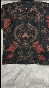 Galeri Batik Ardev - Prabuseno Kemeja Batik Pria Lengan Pendek Atasan Batik Warna Hitam