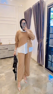 Set ropes knit x crinkle one set blus kekinian setcel wanita terbaru stelan celana panjang terlaris termurah cod