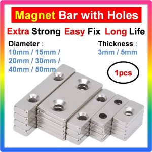 1pcs | Neodymium Magnetic Bar with Holes | Strong Rectangular Magnet | Magnet Peti Sejuk