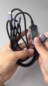 New Nylon material luminous 3in1 USB data cable 100W Type C cable 3in1 super fast charging data cab