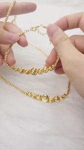 Bộ Dây Chuyền Nữ Titan Cầu Bi Thái Xi Mã Vàng Lắc Tay Nữ Dạng Cầu Bi Bông Tai Màu 24K Có Tăng Đơ Điểu Chỉnh Độ Rộng | Jeweley Queenn