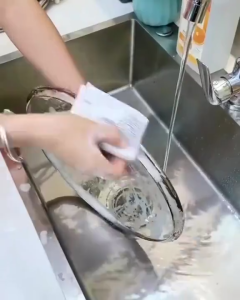 (Loại 2 lớp) Khăn rửa chén lưới kim loại Tấm lưới kim loại rửa chén xoong nồi đa năng Khăn rửa chén lau bếp