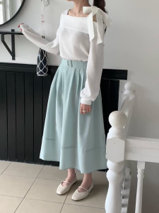 romantic holiday long skirt 2color (mint/black) กระโปรงยาว ให้ความรู้สึกโรแมนติกด้วยกลีบกระโปรงธรรมชาติ