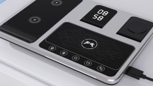 4 in 1 Wireless Charger Suitable For Apple Phones Watches Headphones Fast Smart Touch Desktop Clock Lights