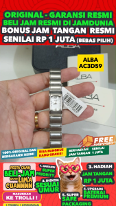 ALBA ORIGINAL - ALBA AC3D59 X1 ALBA AC3D59X1 Women CT - Silver - Stainless Steel - Diameter 15CM- Water Resist 30 Meter - Jamdunia / Jam dunia JD18  Jam Tangan Wanita Jam Tangan Cewek Jam Tangan Anti Air + ALBA AC3D 59 AC 3D 59 X1 AC3 S003