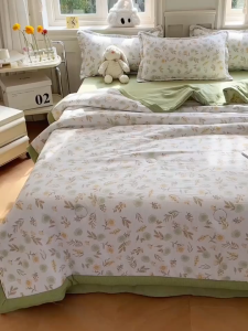 ผ้าห่มใยไหม ผ้าฝ้ายcotton เนื้อนุ่มสะบาย ระดับA 3/4/5ฟุต ระบายอากาศ ลายพิพ์มดอก/ลายโบว์