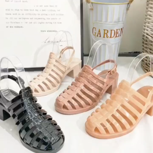 รองเท้ายาง รองเท้าหนังแก้ว แบบสวมมีรัดส้น หุ้มเท้า ส้นตึก ใส่สบายยางนิ่มไม่กัดเท้า - Midsummer #sy163