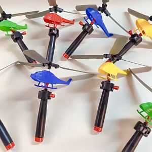 Mini DIY Assembly Pull Line Helicopter Fly Outdoor Toy / Draw Rope Take-off Plane Model Parent-child Interaction Game Props