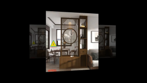 Vách ngăn phòng khách vách ngăn tủ kệ bằng gỗ 4VTK11 - Nội thất lắp ráp Viendong adv