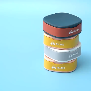 กล่องยาพกพา กล่องเก็บยา แบบพกพา ใส่วิตามิน อุปกรณ์เก็บของ4ช่อง