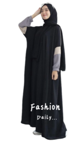 Jembar Abaya Halimah Batwing Basic Dress Gamis Polos Hitam