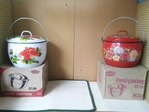 Panci gantung 22 Deluxe (Merah Kembang.) - 22 Deco (Putih Kembang.) / Timbangan / Enamel