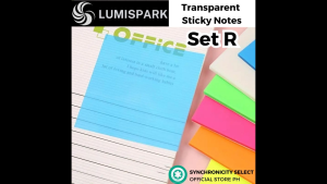 STICKY300 Set R Adhesive Write-Ons: 7.5 cm  50sheets Transparent Multicolored- Sticky Tabs Notes Index Labels Page Markers Memo Pad Stickers - Office & School Supplies for Book Annotation and Organization