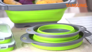 [Ready Stock+COD] Creative Silicone Round Folding Vegetable Fruits Washing Drain Basket Colander Strainer Collapsible Drainer Kitchen Tool