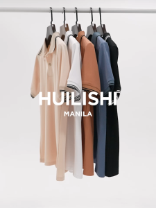 HUILISHI Classic Lapel Double Stripe Mens Plain Fashion Commuting Short Sleeve Polo/T-Shirt