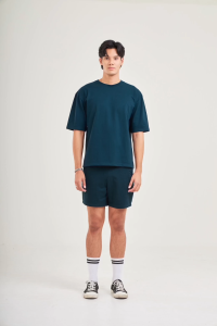 YuenPuen (ซื้อเป็นเซตถูกกว่า) 1 เซต 2 ตัว เสื้อยืดยืนพื้น Oversize สีเบบี้บลู กรมท่า ไม่ยืด ไม่ย้วย ไม่ต้องรีด ผ้านุ่ม