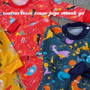 Setelan Baju Bayi Oblong Lengan Panjang 3-15 Bulan Bahan Lembut Motif Lucu Kekinian Set Pakaian Anak Harian