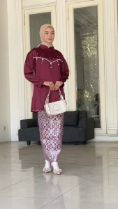 Emran Batik - Setelan Couple Samara Baju Kurung Melayu Terbaru Seragam Kondangan Bridesmaid
