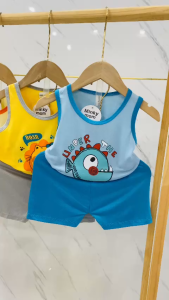 COMBO BỘ BA LỖ PHỐI HÌNH HỌA TIẾT DỄ THƯƠNG MINKY MON TỪ 4 TỚI 18KG CHO BÉ TRAI BÉ GÁI MÙA HÈ 2024