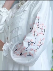 Metta Dress bordir muslimah gamis crinkle putih