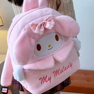 New Sanrio Cute Kuromi Plush Backpacks For Girls And Women My Melody Cinnamoroll Bag Cartoon School Bag Plush Shoulder Bag Lovely Large Capacity School Backpack Kids Gift Gift For Girls Christmas Gift