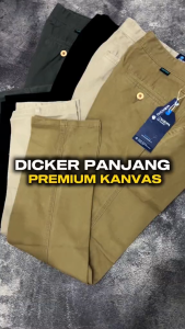 DICKER CELANA PANJANG KANVAS HALUS LEMBUT TERBARU BERKULITAS PRIA - ABU HITAM MOCA CREAM