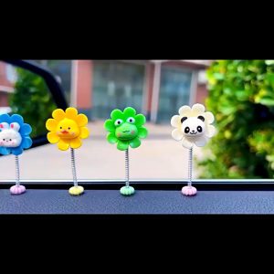 Car Interior Decoration Accessories Dashboard Toy Shark Mini Cute Ornament Toy Cartoon Decor Animal Flower
