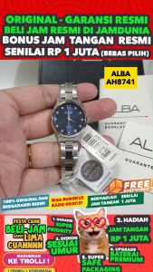 ALBA ORIGINAL - ALBA AH8741 X1 ALBA AH8741X1 Women LA - Silver - Stainless Steel - Diameter 2.8CM- Water Resist 100 Meter - Jamdunia / Jam dunia JD18 # Jam Tangan Wanita Jam Tangan Cewek Jam Tangan Anti Air + ALBA AH87 41 AH 87 41 X1 AH8