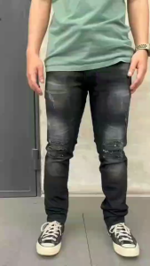 Celana Jeans Panjang Pria Ripped Sobek Lutut Black Jazz Destroy Series Premium