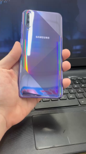 Bộ vỏ THAY THẾ SAMSUNG A50S (Khung lưng sườn sim phím cam) - (Tặng kèm keo dán và bộ sửa)