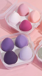 Bayar Di Tempat - 4 PCS Make Up Blender / Beauty Sponge Puff Cosmetic Set