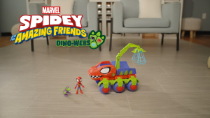 Marvel Spidey and His Amazing Friends Dino-Webs Crawler Toy Car Playset Spider-Man & Goblin Raptor 4-Inch (10cm) Action Figures Kids Ages 3 & Up