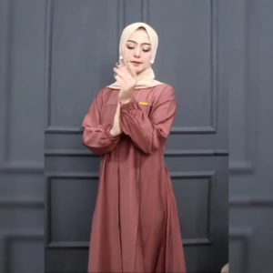 Sabrina Dress Gamis Polos Wanita Simpel Elegan Polo Linen Terbaru / Gamis kondangan / Gamis jumbo