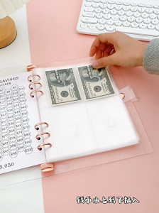 100 Envelopes Challenge Family Money Cash Saving Binder with Pre-numbered Pockets Metal ButtonIns Sakura