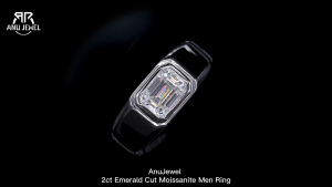 AnuJewel 1ct D Color Emerald Moissanite Men Ring 925 Sterling Silver 18K Gold Plated Engagement Rings For Man Jewelry Wholesale