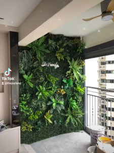 Artificial Plant Wall Feature Deco Backdrop Interior Flower Grass Leaves Garden Gardening Home [WALL PLANT]
