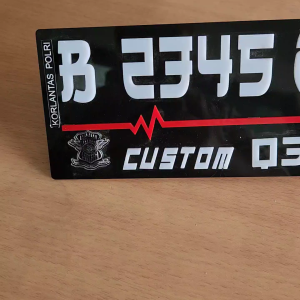 Plat Akrilik Motor Hitam Angka Timbul Putih Bisa tambah nama