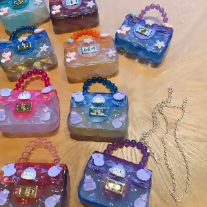 Tas Jelly Transparan Karakter Manik-Manik Slingbag Motif Mini Dua Warna