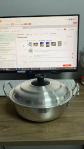 Tặng muôi vá Nồi lẩu nhôm 2 quai lẩu nhôm bóng đẹp