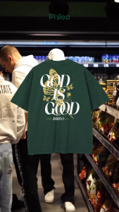 Phileo Loose Fit Shirt for Women and Men Bible Verse Collection 240 gsm - God is Good