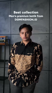 DGM Batik Pria Furing Lengan Panjang Akar Gold Hitam 2393