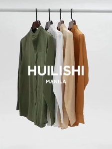 HUILISHI Chinese collar Cotton Long Sleeve Plain Mens Fashion Casual Shirt