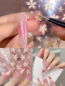 Summer icy lily Fairy Petals Flower Nail Art sticker MO340 341 342美甲贴纸 网红爆款夏日冰透百合花贴纸超仙指甲装饰贴画花瓣国风